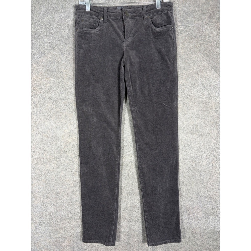KUT from the Kloth Diana Skinny Corduroy Pants Gray Size 8 Stretch Mid Rise